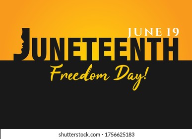 Juneteenth Freedom Day. June 19, 1865. Design of Banner and Flag. Vector logo Illustration.