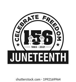 Juneteenth Freedom Day. June 19, 1865. Vector logo. 2021. 156 Years. Banner design. Illustration.