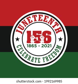 Juneteenth Freedom Day. June 19, 1865. Vector logo. 2021. 156 Years. Banner design. Illustration.