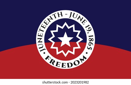 Juneteenth Freedom Day. June 19, 1865. Design of Banner and Flag. Vector logo Illustration.