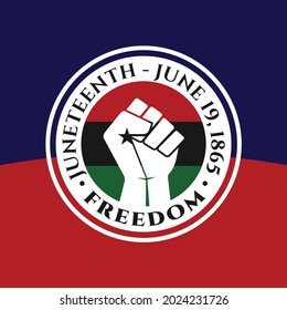 Juneteenth Freedom Day. June 19, 1865. Design of Banner and Flag. Vector logo Illustration.