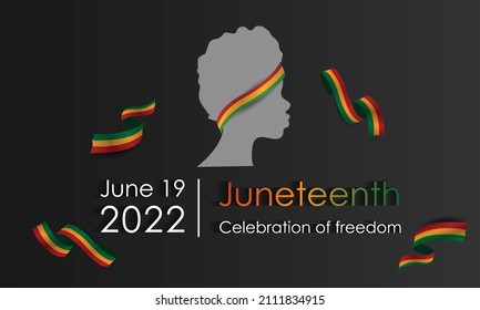 Juneteenth Freedom Day. June 19 2022 African American Liberation Day. Black, red and green. Vector