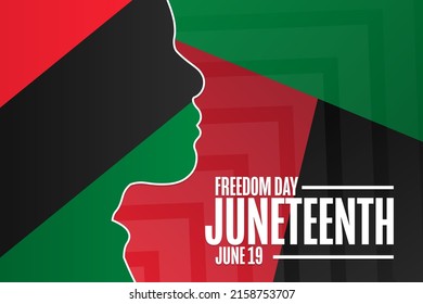 Juneteenth. Freedom Day. June 19. Holiday concept. Template for background, banner, card, poster with text inscription. Vector EPS10 illustration