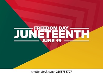 Juneteenth. Freedom Day. June 19. Holiday concept. Template for background, banner, card, poster with text inscription. Vector EPS10 illustration