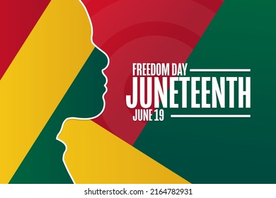 Juneteenth. Freedom Day. June 19. Holiday concept. Template for background, banner, card, poster with text inscription. Vector EPS10 illustration