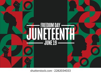 Juneteenth. Freedom Day. June 19. Holiday concept. Template for background, banner, card, poster with text inscription. Vector EPS10 illustration