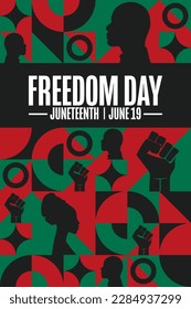 Juneteenth. Freedom Day. June 19. Holiday concept. Template for background, banner, card, poster with text inscription. Vector EPS10 illustration