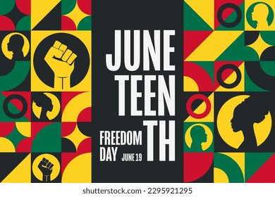 Juneteenth. Freedom Day. June 19. Holiday concept. Template for background, banner, card, poster with text inscription. Vector EPS10 illustration