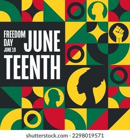 Juneteenth. Freedom Day. June 19. Holiday concept. Template for background, banner, card, poster with text inscription. Vector EPS10 illustration