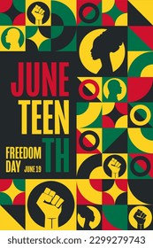 Juneteenth. Freedom Day. June 19. Holiday concept. Template for background, banner, card, poster with text inscription. Vector EPS10 illustration