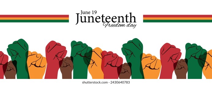 Juneteenth Freedom Day. June 19 African American Liberation Day. Black, red and green. Vector	