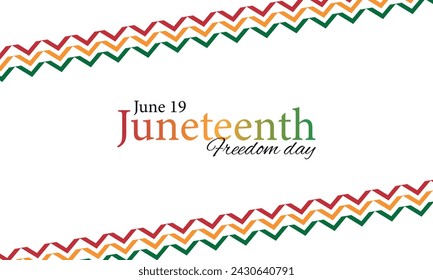 Juneteenth Freedom Day. June 19 African American Liberation Day. Black, red and green. Vector	
