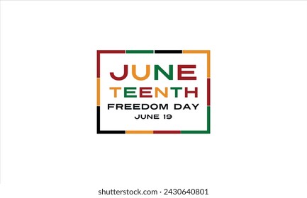 Juneteenth Freedom Day. June 19 African American Liberation Day. Black, red and green. Vector	