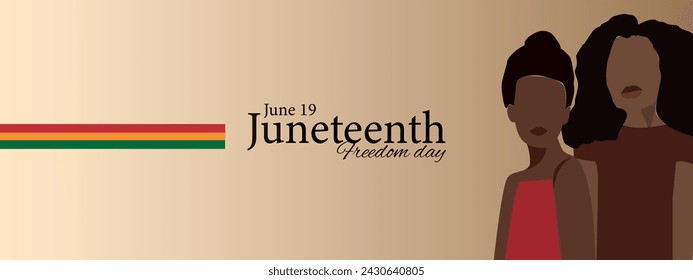 Juneteenth Freedom Day. June 19 African American Liberation Day. Black, red and green. Vector	