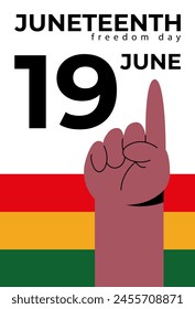 Der 19. Tag der Freiheit. 19. Juni 2024. In: African American Liberation Day. Flache Vektorillustration.