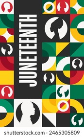 Juneteenth. Freedom Day. June 19. Holiday concept. Template for background, banner, card, poster with text inscription. Vector EPS10 illustration