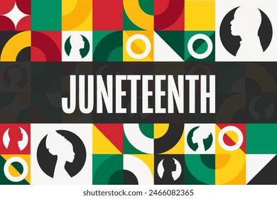 Juneteenth. Día de la Libertad. 19 de junio. Concepto de Festiva. Plantilla para fondo, Anuncio, tarjeta, cartel con inscripción de texto. Ilustración del Vector EPS10