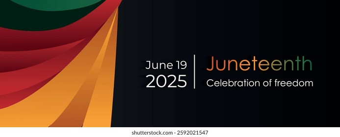 Juneteenth Freedom Day. June 19 2025 African American Liberation Day. Black, red and green. Vector