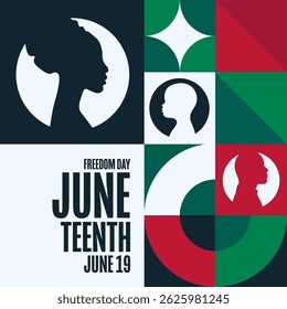 Juneteenth. Freedom Day. June 19. Holiday concept. Template for background, banner, card, poster with text. Vector EPS10 illustration