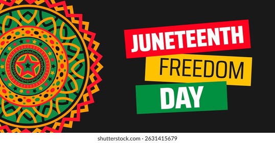 Juneteenth Freedom Day mandala background banner or poster design template. observed every year in June. Holiday concept. Use to any Template, card, poster, placard, template.