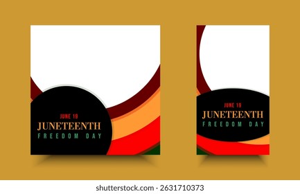 Juneteenth Freedom Day on June 19. Social Media design templates colorful circle ornaments for greetings, ads, motion