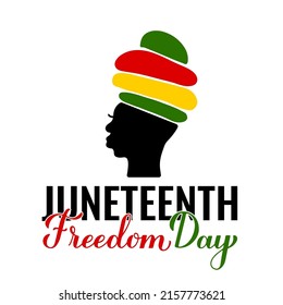 Juneteenth Freedom Day poster. African American woman silhouette. Vector template for banner, greeting card, postcard, shirt, etc.