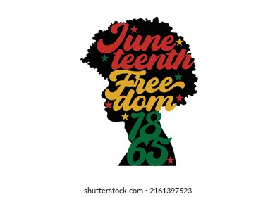 Juneteenth Freedom Day poster. African American silhouette.