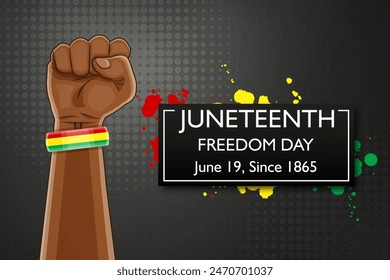 Juneteenth Freedom Day poster. June 19. Hand fist on the air as freedom symbol. EPS10 vector