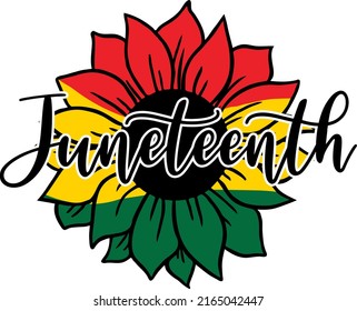 Juneteenth Freedom Day print. Flowers in national colors in illustration vector 