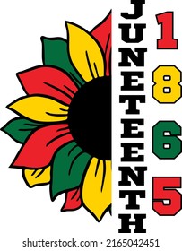 Juneteenth Freedom Day print. Flowers in national colors in illustration vector 