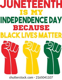 Juneteenth Freedom Day print. Motivational quote in national colors background in illustration vector 