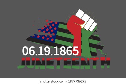 Juneteenth Freedom Day With Ribbon and Flag Vector For Banner Print