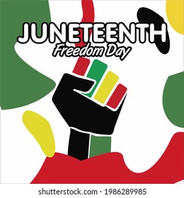 Juneteenth Freedom Day With Ribbon and Flag Vector For Banner Print