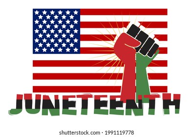 Juneteenth Freedom Day With Ribbon and Flag Vector For Banner Print