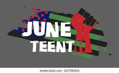 Juneteenth Freedom Day With Ribbon and Flag Vector For Banner Print