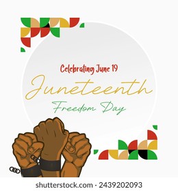 Juneteenth freedom day square banner. African American Freedom Day to celebrate. Abstract background with geometric design for Juneteenth Freedom day