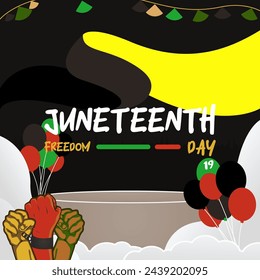 Juneteenth freedom day square banner. African American Freedom Day to celebrate. Abstract background with geometric design for Juneteenth Freedom day