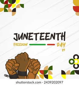 Juneteenth freedom day square banner. African American Freedom Day to celebrate. Abstract background with geometric design for Juneteenth Freedom day