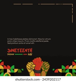 Juneteenth freedom day square banner. African American Freedom Day to celebrate. Abstract background with geometric design for Juneteenth Freedom day
