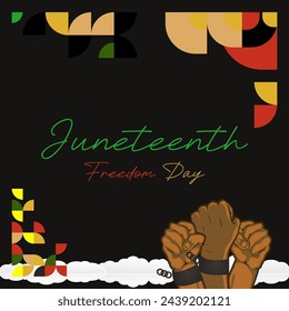 Juneteenth freedom day square banner. African American Freedom Day to celebrate. Abstract background with geometric design for Juneteenth Freedom day