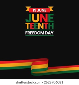 Juneteenth Freedom Day Square banner background with waving flag vector illustration