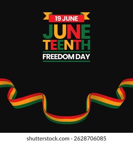 Juneteenth Freedom Day Square banner background with waving flag vector illustration