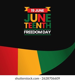Juneteenth Freedom Day square banner background with realistic flag