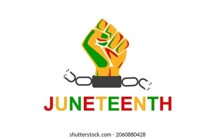 Juneteenth Freedom Day. Symbol of independence isolated on white background. Annual american holiday celebrated in June 19. African-American history and heritage. Day of Freedom and Emancipation.