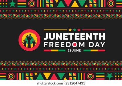 Juneteenth Freedom Day Template for background, banner, card, poster with typography design. African American Independence Day background, Day of freedom and emancipation. 19 June. vector.