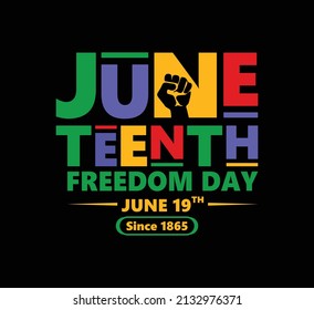 Juneteenth Freedom Day template design in vector on black background. African American Independence day theme design using Card, Logo of the T-Shirt, Flyer, Banner, Poster.