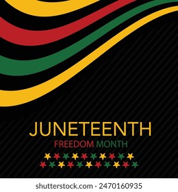 Diseño de la Plantilla del Día de la Libertad de Juneteenth en Vector sobre fondo negro. Diseño del tema del Día de la Independencia Afroestadounidense usando tarjeta, logotipo de la camiseta, volante, Anuncio, cartel.