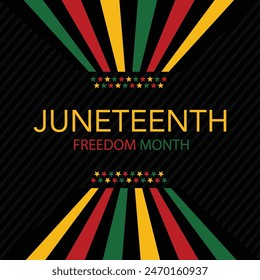 Juneteenth Freedom Day template design in vector on black background. African American Independence day theme design using Card, Logo of the T-Shirt, Flyer, Banner, Poster. black history month