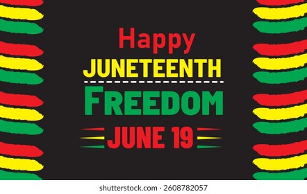 Juneteenth Freedom Day template design in vector on black background. African American Independence day theme design using Card, Logo of the T-Shirt, Flyer, Banner, Poster. black history month