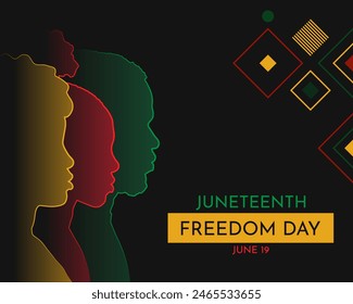 Juneteenth Freedom Day template with people silhouette and sign